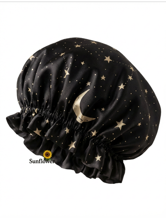 کلاه خواب ساتن طرح ماه و ستاره شب🖤🤍