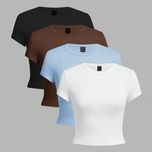 کراپ آستین کوتاه یقه گرد