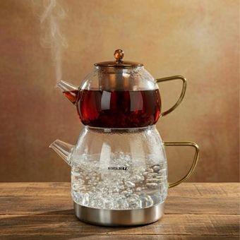 ست کتری‌قوری پیرکس کرکماز مدل نباتی گنجایش 2.2 لیتر کد 1345