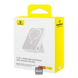 پاوربانک بی‌سیم 20 وات بیسوس مدل MagPro Magnetic Bracket 20w با ظرفیت 5000 میلی آمپر ساعت به همراه کابل USB-C به USB-C