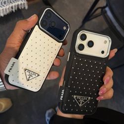 قاب آیفونleather prada diamond به همراه پک