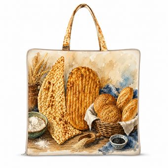 کیسه نان مدل دو لایه طرح نان کد KN04 سایز 48 × 43 سانتی‌متر