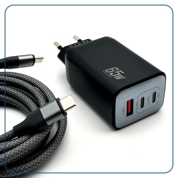 شارژر دیواری 65 وات وونک مدل PD-65W به همراه کابل دو متری USB-C
