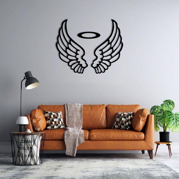 دیوارکوب ماهوت طرح بال فرشته و حلقه سر