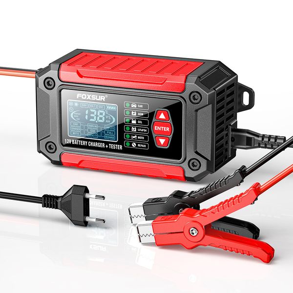 شارژر و تستر باتری خودرو فاکسسور مدل SMART-2IN1-12V6A گارانتی