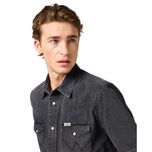 پیراهن آستین بلند یقه برگردان مردانه مدل جین دو جیب 4 رنگ زغالی