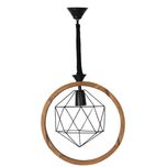 چراغ آویز تک شعله شاهان تک مدل WOOD-6 | لوستر چوبی مدرن و کلاسیک