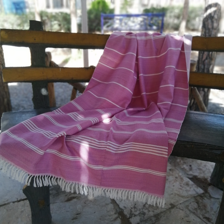 حوله استخری دستباف ریسما با رنگ ارغوانی - شماره 60/01