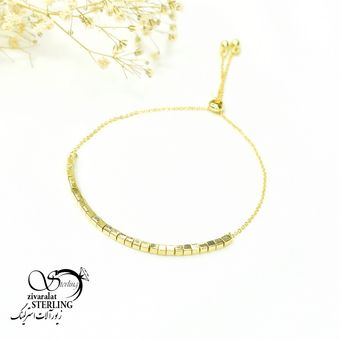 دستبند آسانسوری مکعبی طلایی کد 6009