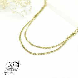 گردنبند استیل زنانه دو زنجیره طرح کارتیه کد 6019