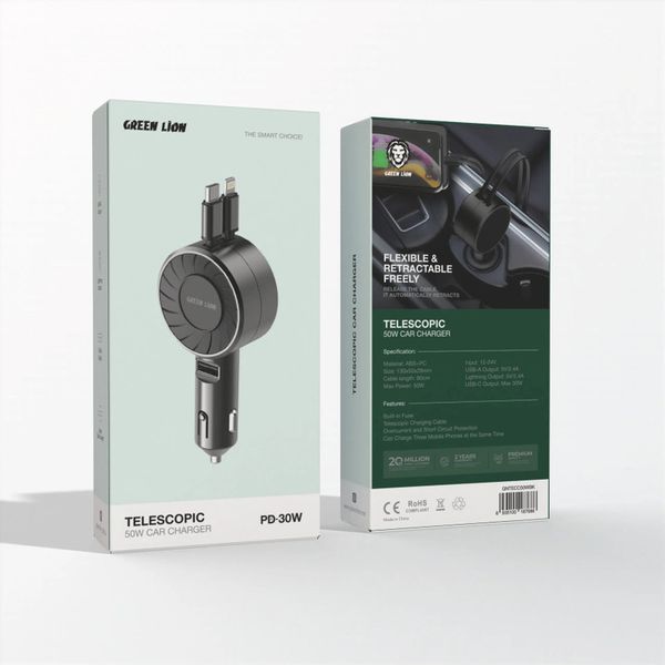 شارژ فندکی گرین 50 وات گرین لاین مدل Telescopic