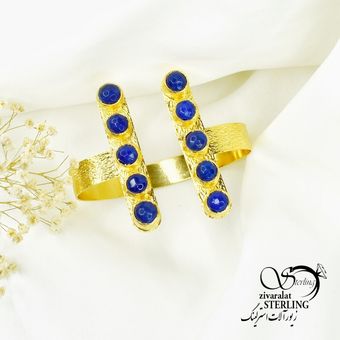 دستبند النگویی زنانه با نگینهای آبی کد 6191