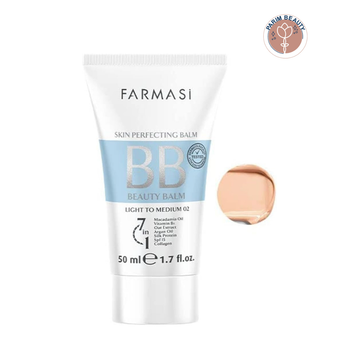 بی بی کرم فارماسی 50 میل لایت تا مدیوم 02     FARMASi Make Up BB Cream Beauty Balm  50 Ml  LIGHT TO MEDIUM 02