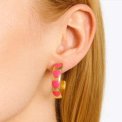 گوشواره سوزنی قلب حلقه ای