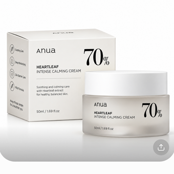 کرم تسکین دهنده آنوا 70% هارت لیف مدل Heartleaf Intense Calming Cream حجم 50 میل