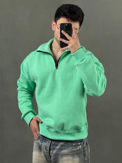 نیم زیپ سه نخ بیسیک سبز ماچا