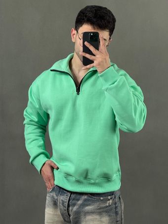نیم زیپ سه نخ بیسیک سبز ماچا