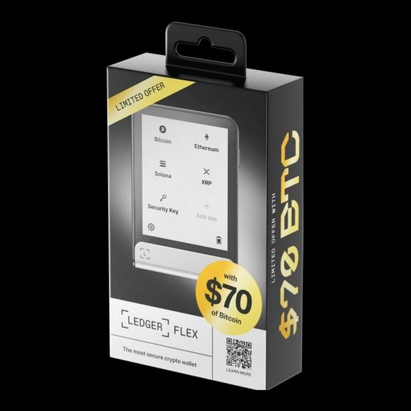 کیف پول سخت‌افزاری لجر فلکس Ledger Flex   به همراه وچر 70 دلاری بیت کوین + موجود تهران