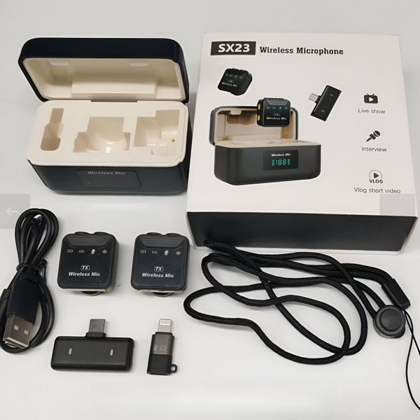 میکروفن یقه‌ای بی‌سیم مدل SX23 – مجموعه دو عددی