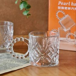 شات قهوه دسته مرواریدی طرح برجسته