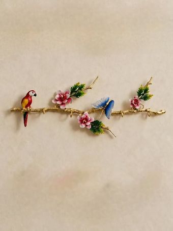 جاکلیدی برنجی | مدل گل و پروانه کد 3
