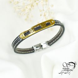 دستبند چرم مردانه کد 6575