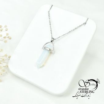 گردنبند استیل استوانه سفید رنگ کد 6611