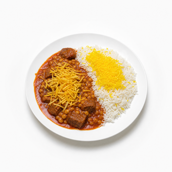 چلو خورشت قیمه سیب زمینی با مرغ - پرسنلی