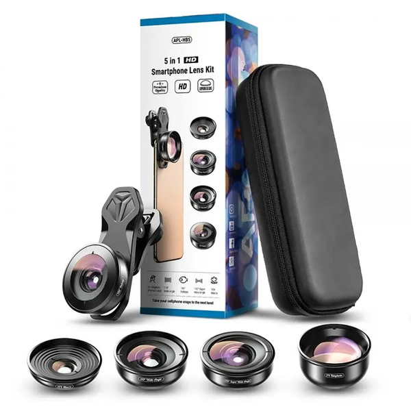 لنز کلیپسی موبایل برند APEXEL مدل APL-HB5 5 in 1 Super Wide