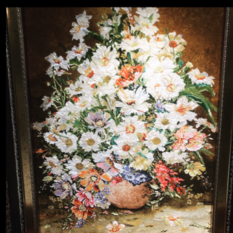 تابلوفرش دستبافت تبریز گل گلدانی