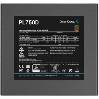منبع تغذیه کامپیوتر دیپ کول مدل PL750D 80 Plus Bronze توان 750 وات
