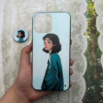 قاب گوشی iPhone 13 Pro Max آیفون فانتزی سوزنی برجسته طرح دختر پاپ سوکت دار