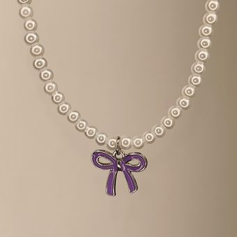گردنبند مروارید پاپیون رنگی