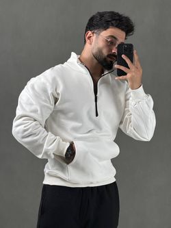 سویشرت نیم زیپ نیوان سفید