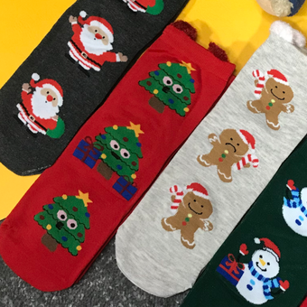 جوراب نیمساق وارداتی درخت کریسمس گوش پشمی