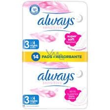 نوار بهداشتی Always Sensitive Night سایز 3 (شبانه) با بسته 14 عددی