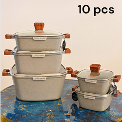 سرویس قابلمه 10پارچه مربعی لاو اسمایل طوسی