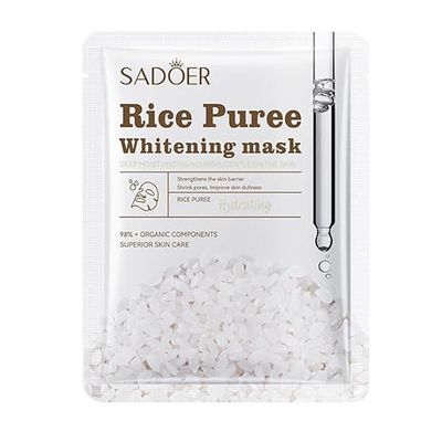 ماسک ورقه‌ای صورت و بدن سادور مدل برنج وزن 25 گرم آبرسان، مرطوب‌کننده، روشن‌کننده و جوان‌کننده با هیالورونیک اسید، مناسب انواع پ