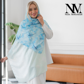 شال نخی گارزا قاصدک آبی سفید طیفی
