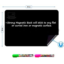 تخته وایت برد یخچالی مغناطیسی هوم اند فریج مدل انعطاف پذیر سایز 30x20 سانتی متر +ماژیک، هولدر، دستمال تخته پاک کن و مگنت