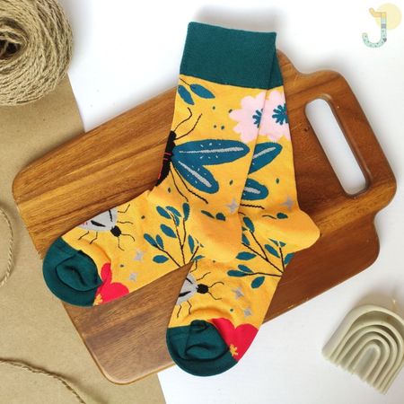 جوراب ساقدار زنانه طرح سنجاقک برند ترک SOCK STREET