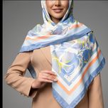 روسری  طرح بنفشه گل درشت آبی
