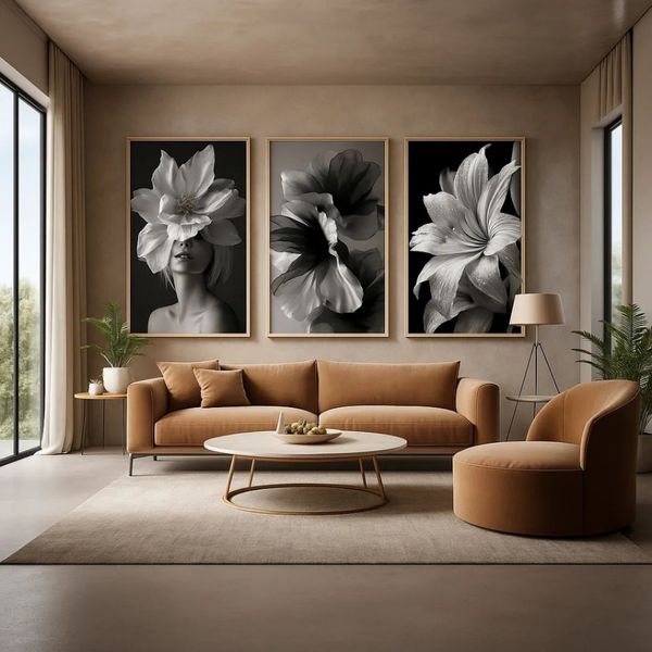 طرح‌ سیاه و سفید چهره‌ و گل