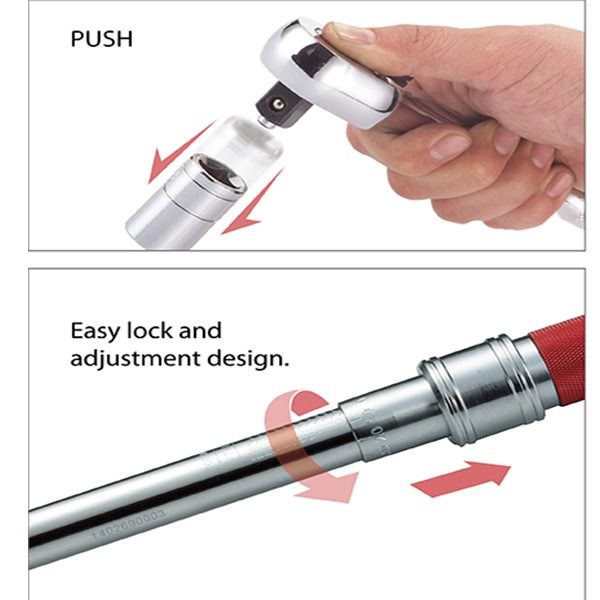 ترکمتر جغجغه ای دسته فلزی تورک تک مدل S64369-36 رنج 5 تا 25 نیوتن متر