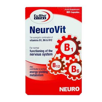 کپسول تقویت سیستم عصبی و افزایش متابولیسم انرژی یوروویتال مدل نوروویت بسته 60 عددی حاوی ویتامین‌های B1،B6 و B12