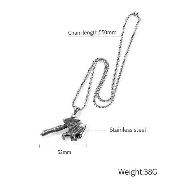 گردنبند مردانه گالری شمرون مدل تبر و اسکلت کد NEC749S0*858