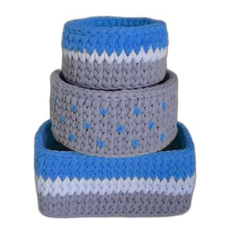 سبد قلاب بافی تریکو طرح نوزادی کد 07 مجموعه 3 عددی