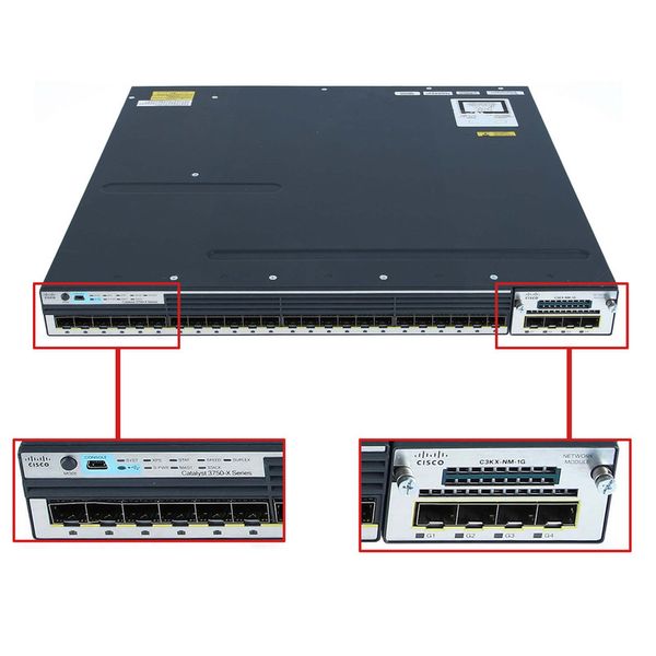 سوئیچ شبکه 24 پورت سیسکو مدل WS-C3750X-24S-S