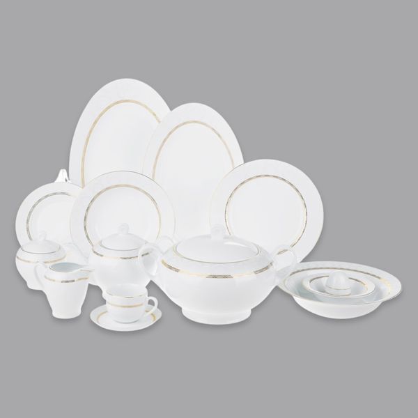 سرویس غذاخوری 102 پارچه 12 نفر چینی زرین ایران مدل Hadiye سری ایتالیا اف درجه یک