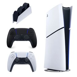 کنسول بازی سونی مدل PlayStation 5 Slim Digital Edition ظرفیت 825 گیگابایت ریجن CFI-2116 اروپا به همراه دسته اضافی و پایه شارژر